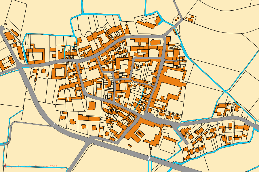 Mappa catastale del centro di Gabbioneta-Binanuova: particelle e fabbricati, cartografia Agenzia delle Entrate