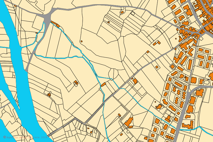 Mappa catastale del centro di Gaggi: particelle e fabbricati, cartografia Agenzia delle Entrate