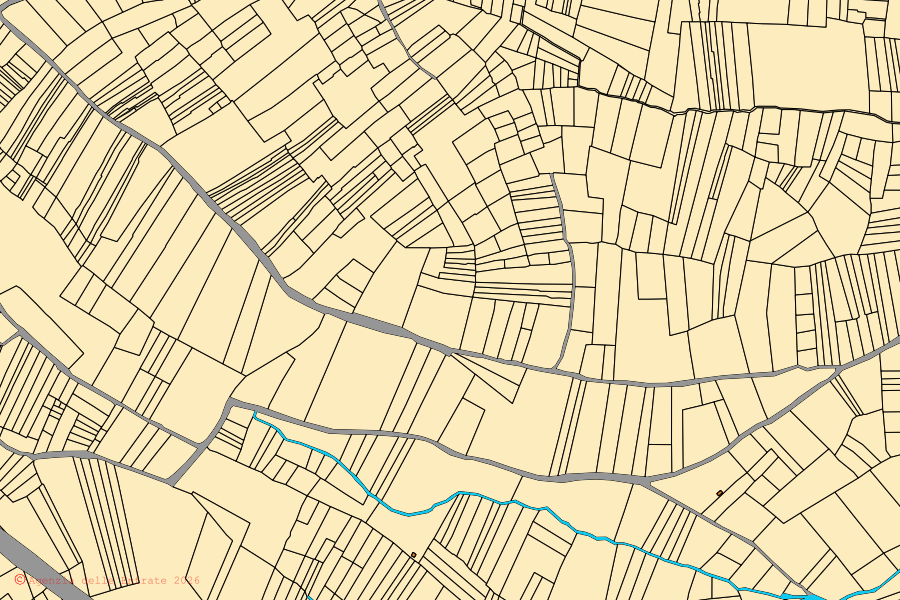 Mappa catastale del centro di Gagliano Aterno: particelle e fabbricati, cartografia Agenzia delle Entrate