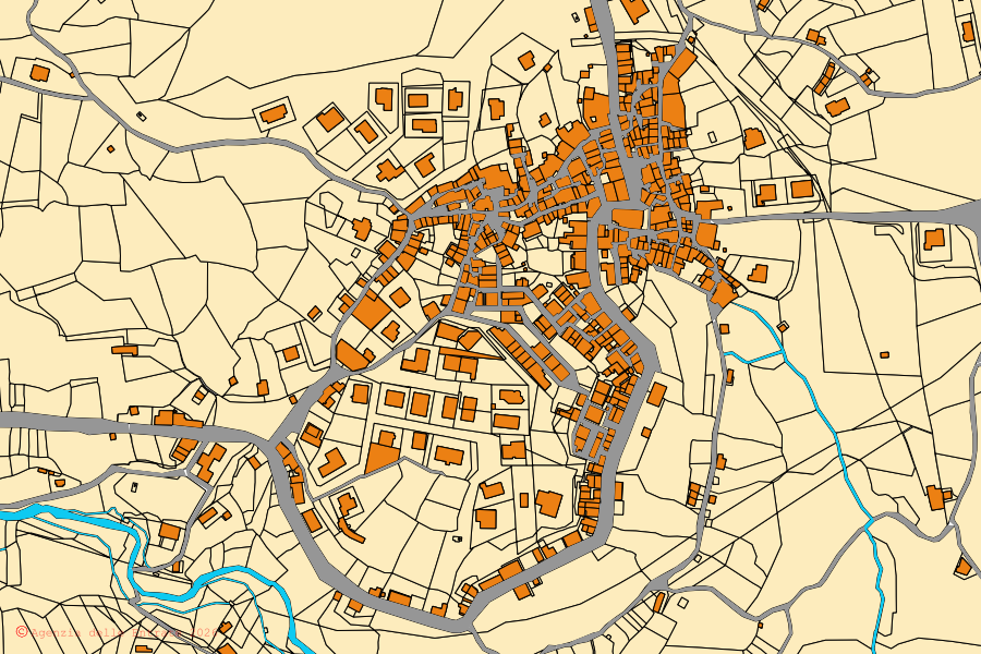 Mappa catastale del centro di Gagliato: particelle e fabbricati, cartografia Agenzia delle Entrate