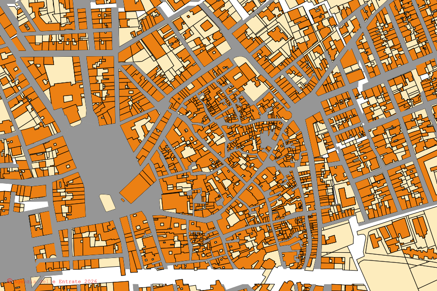 Mappa catastale del centro di Galatina: particelle e fabbricati, cartografia Agenzia delle Entrate
