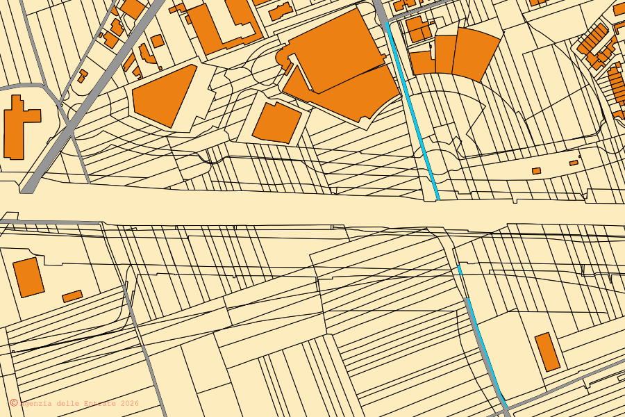 Mappa catastale del centro di Galliate: particelle e fabbricati, cartografia Agenzia delle Entrate