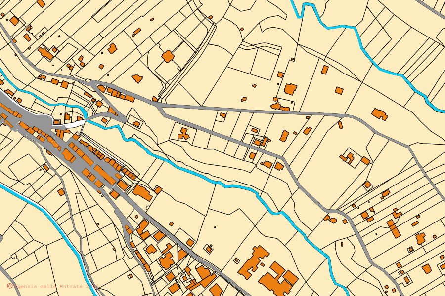 Mappa catastale del centro di Gallicano nel Lazio: particelle e fabbricati, cartografia Agenzia delle Entrate