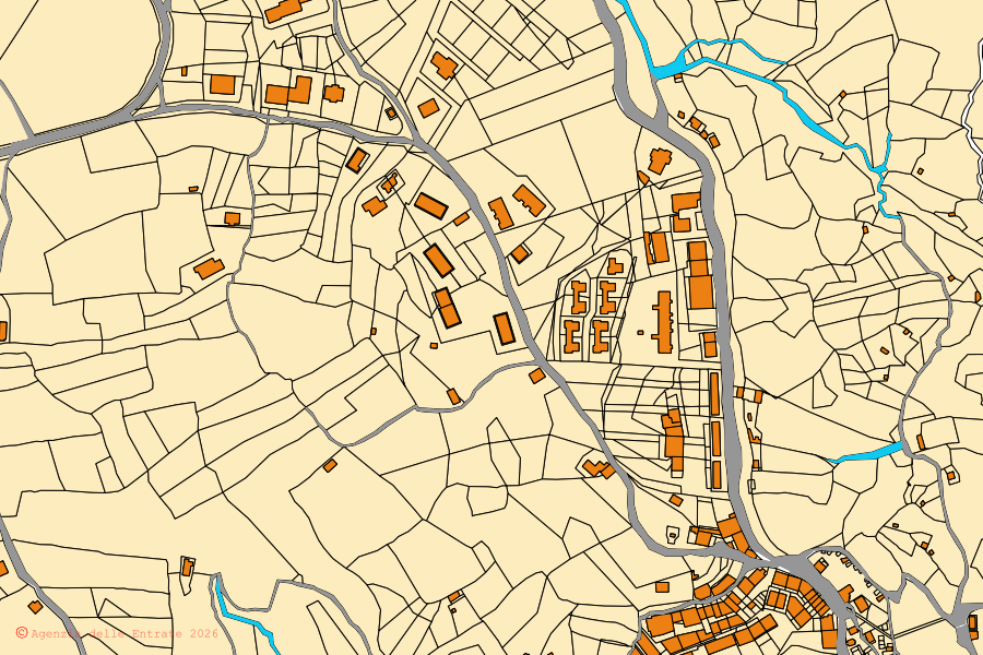 Mappa catastale del centro di Gallicchio: particelle e fabbricati, cartografia Agenzia delle Entrate