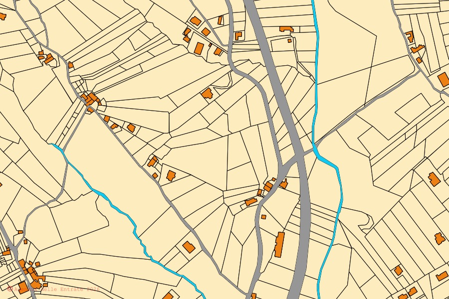 Mappa catastale del centro di Gallinaro: particelle e fabbricati, cartografia Agenzia delle Entrate