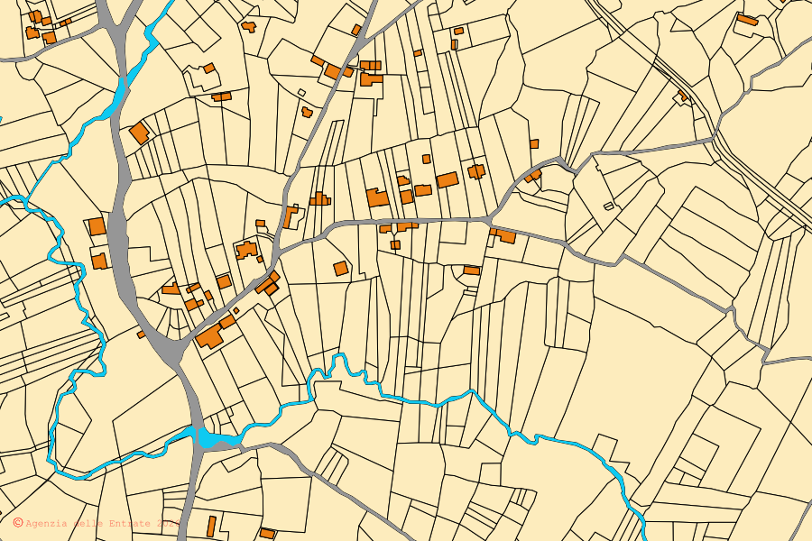 Mappa catastale del centro di Gallo Matese: particelle e fabbricati, cartografia Agenzia delle Entrate