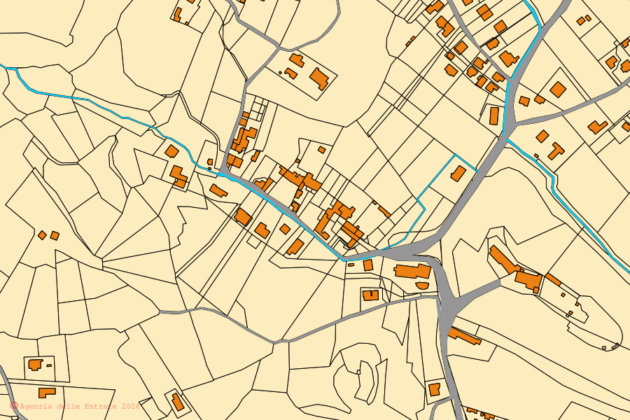 Mappa catastale del centro di Galzignano Terme: particelle e fabbricati, cartografia Agenzia delle Entrate
