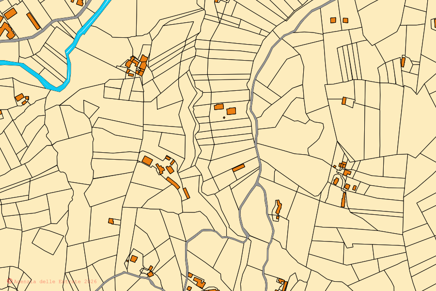 Mappa catastale del centro di Gambasca: particelle e fabbricati, cartografia Agenzia delle Entrate