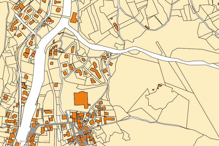 Mappa catastale del centro di Gandellino: particelle e fabbricati, cartografia Agenzia delle Entrate