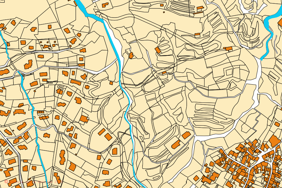 Mappa catastale del centro di Gandino: particelle e fabbricati, cartografia Agenzia delle Entrate