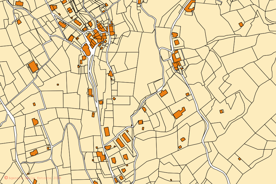 Mappa catastale del centro di Gandosso: particelle e fabbricati, cartografia Agenzia delle Entrate