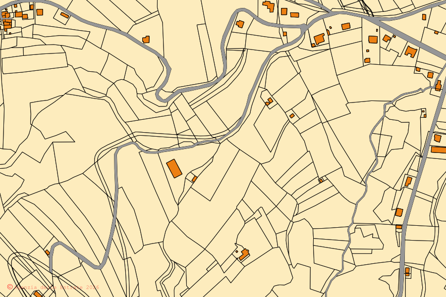 Mappa catastale del centro di Garbagna: particelle e fabbricati, cartografia Agenzia delle Entrate