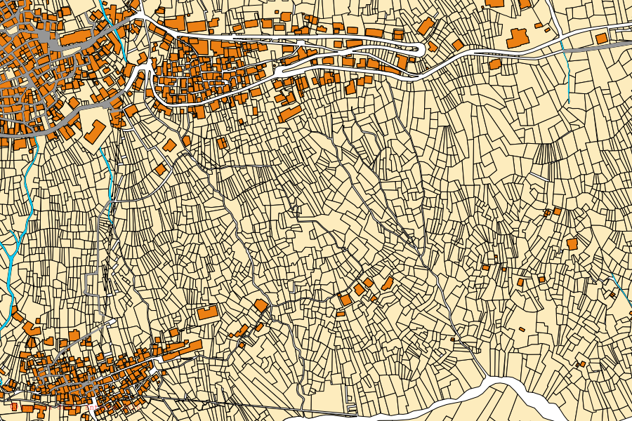 Mappa catastale del centro di Garzeno: particelle e fabbricati, cartografia Agenzia delle Entrate