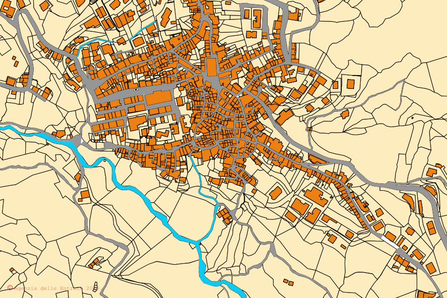 Mappa catastale del centro di Gasperina: particelle e fabbricati, cartografia Agenzia delle Entrate