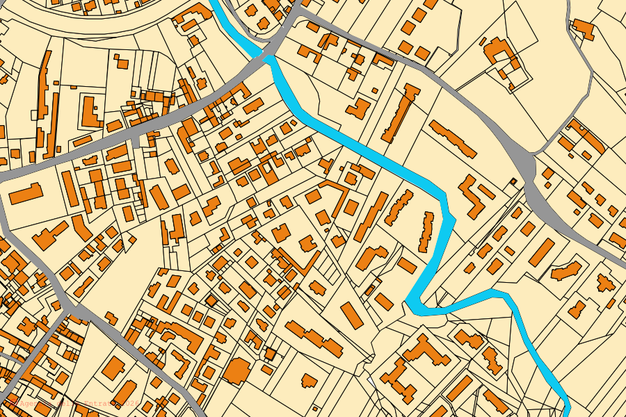 Mappa catastale del centro di Gassino Torinese: particelle e fabbricati, cartografia Agenzia delle Entrate
