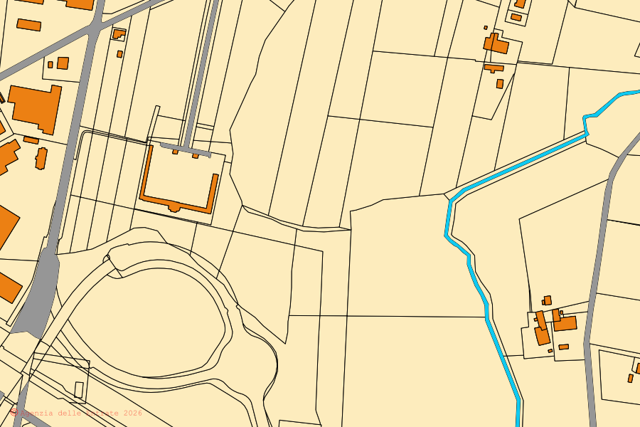 Mappa catastale del centro di Gattatico: particelle e fabbricati, cartografia Agenzia delle Entrate