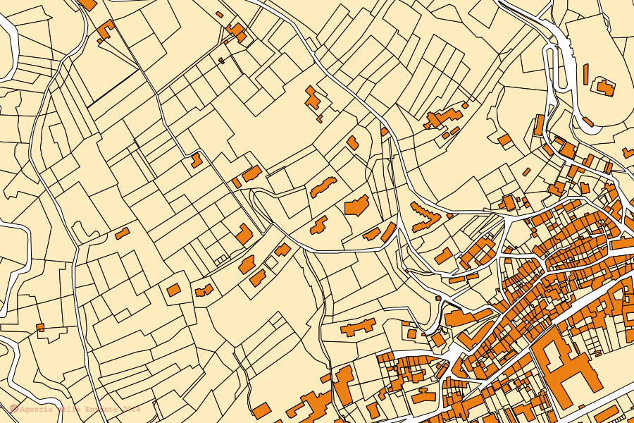 Mappa catastale del centro di Gazzaniga: particelle e fabbricati, cartografia Agenzia delle Entrate