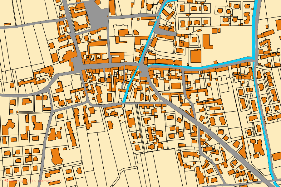 Mappa catastale del centro di Genola: particelle e fabbricati, cartografia Agenzia delle Entrate