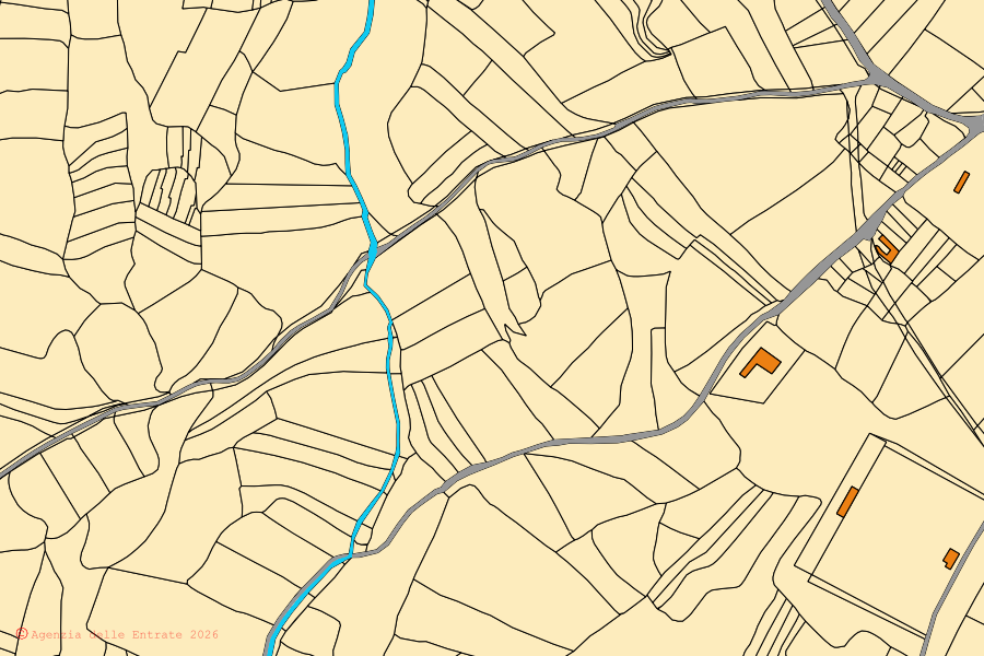 Mappa catastale del centro di Genuri: particelle e fabbricati, cartografia Agenzia delle Entrate