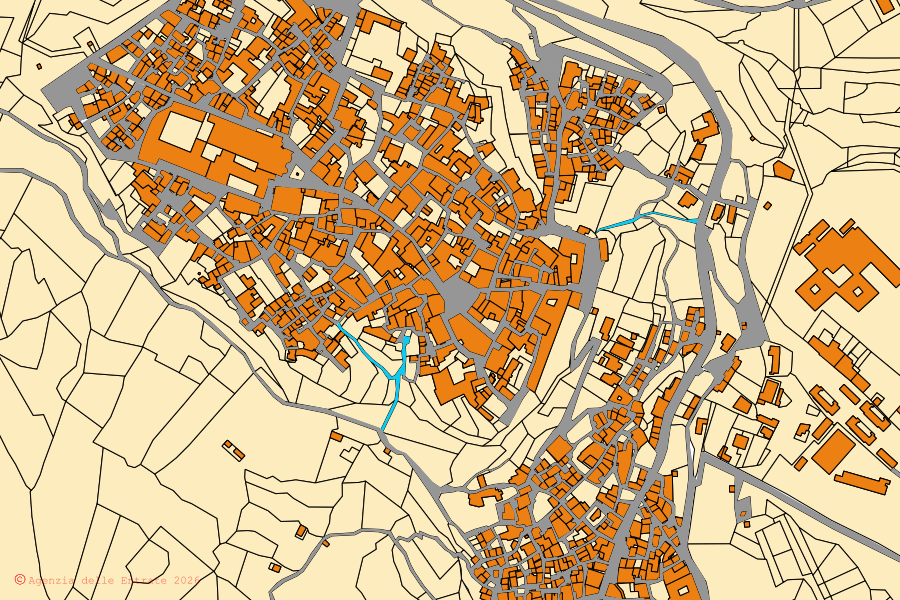 Mappa catastale del centro di Gerace: particelle e fabbricati, cartografia Agenzia delle Entrate
