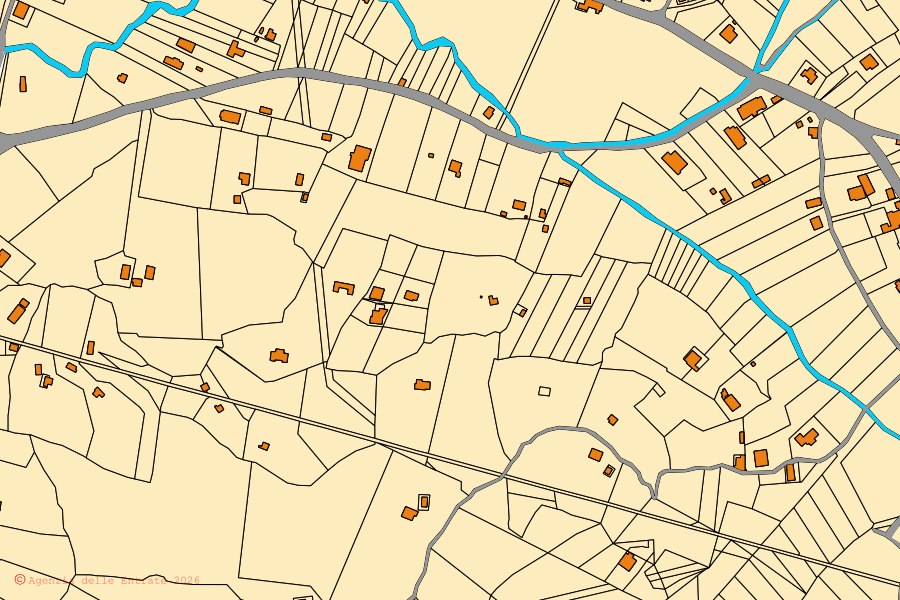 Mappa catastale del centro di Gerano: particelle e fabbricati, cartografia Agenzia delle Entrate