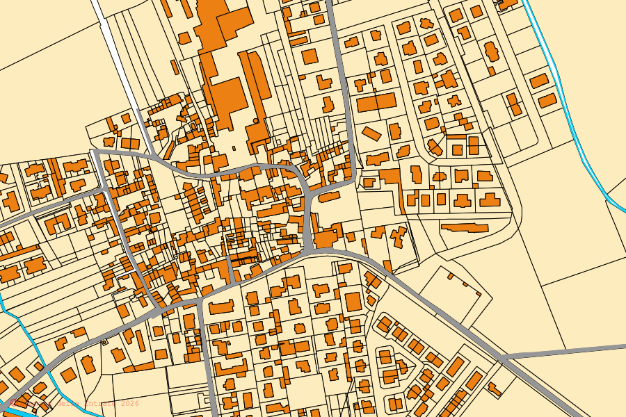 Mappa catastale del centro di Gerenzago: particelle e fabbricati, cartografia Agenzia delle Entrate