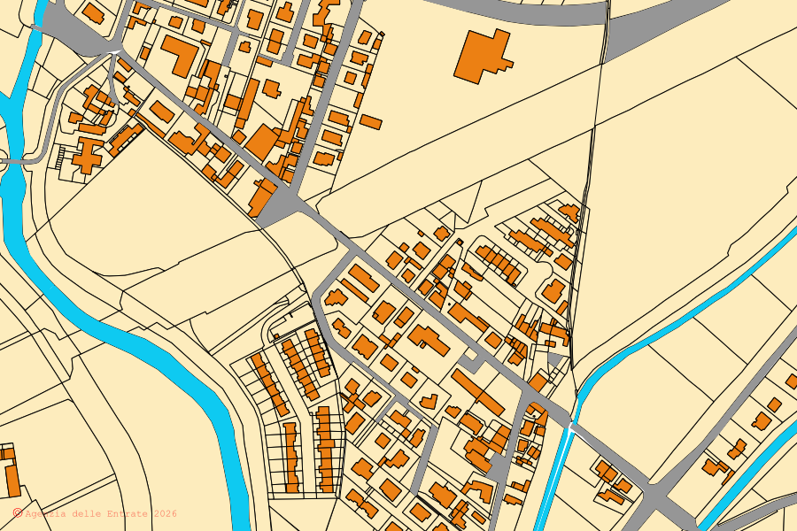 Mappa catastale del centro di Gerre de' Caprioli: particelle e fabbricati, cartografia Agenzia delle Entrate