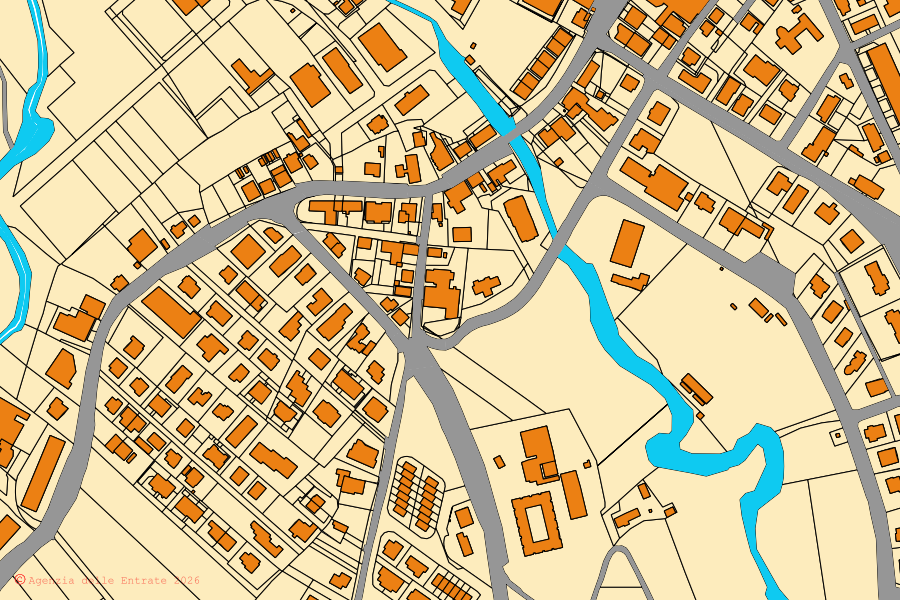 Mappa catastale del centro di Giano dell'Umbria: particelle e fabbricati, cartografia Agenzia delle Entrate