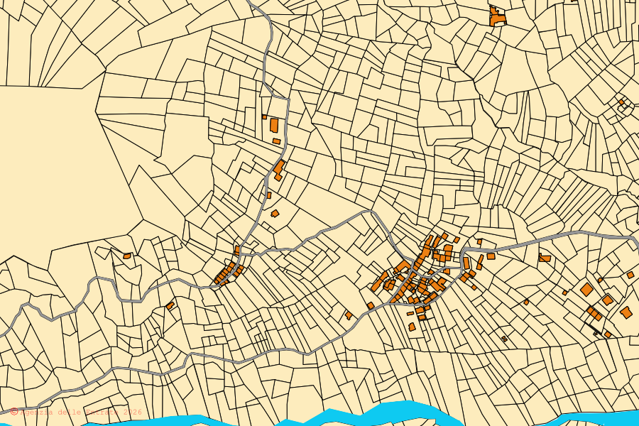 Mappa catastale del centro di Giaveno: particelle e fabbricati, cartografia Agenzia delle Entrate