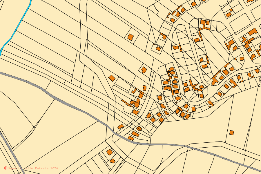 Mappa catastale del centro di Giba: particelle e fabbricati, cartografia Agenzia delle Entrate