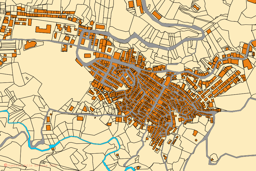 Mappa catastale del centro di Giffone: particelle e fabbricati, cartografia Agenzia delle Entrate