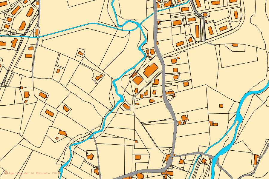 Mappa catastale del centro di Giffoni Valle Piana: particelle e fabbricati, cartografia Agenzia delle Entrate