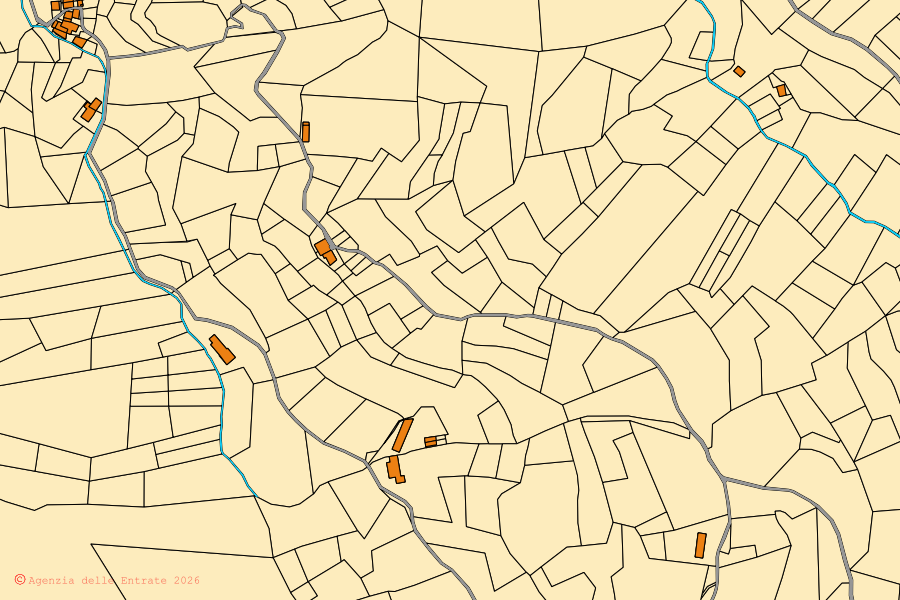 Mappa catastale del centro di Gignod: particelle e fabbricati, cartografia Agenzia delle Entrate