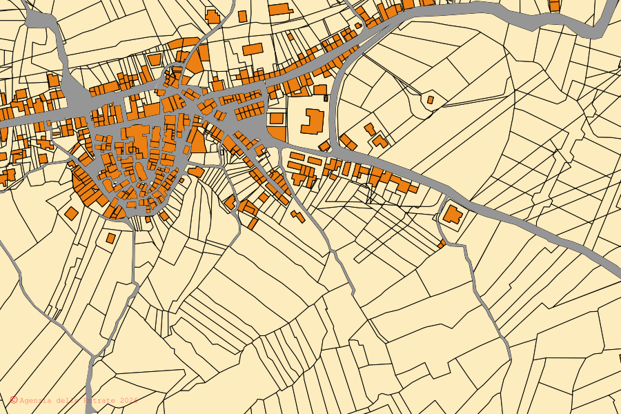 Mappa catastale del centro di Ginestra: particelle e fabbricati, cartografia Agenzia delle Entrate