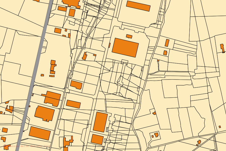 Mappa catastale del centro di Gioia del Colle: particelle e fabbricati, cartografia Agenzia delle Entrate