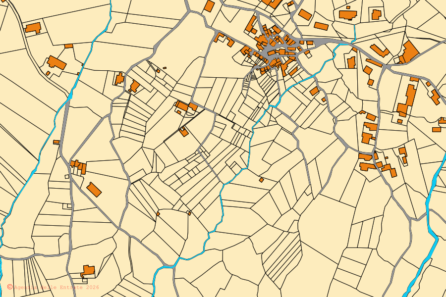Mappa catastale del centro di Gioia Sannitica: particelle e fabbricati, cartografia Agenzia delle Entrate