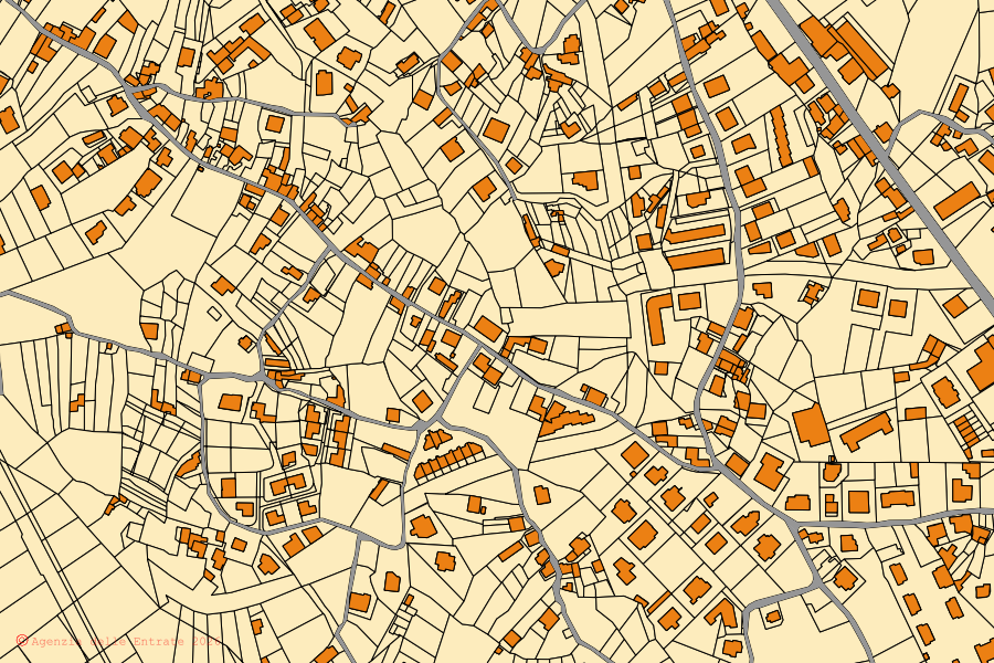 Mappa catastale del centro di Gioiosa Ionica: particelle e fabbricati, cartografia Agenzia delle Entrate
