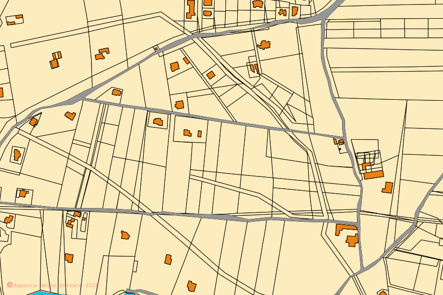 Mappa catastale del centro di Girasole: particelle e fabbricati, cartografia Agenzia delle Entrate