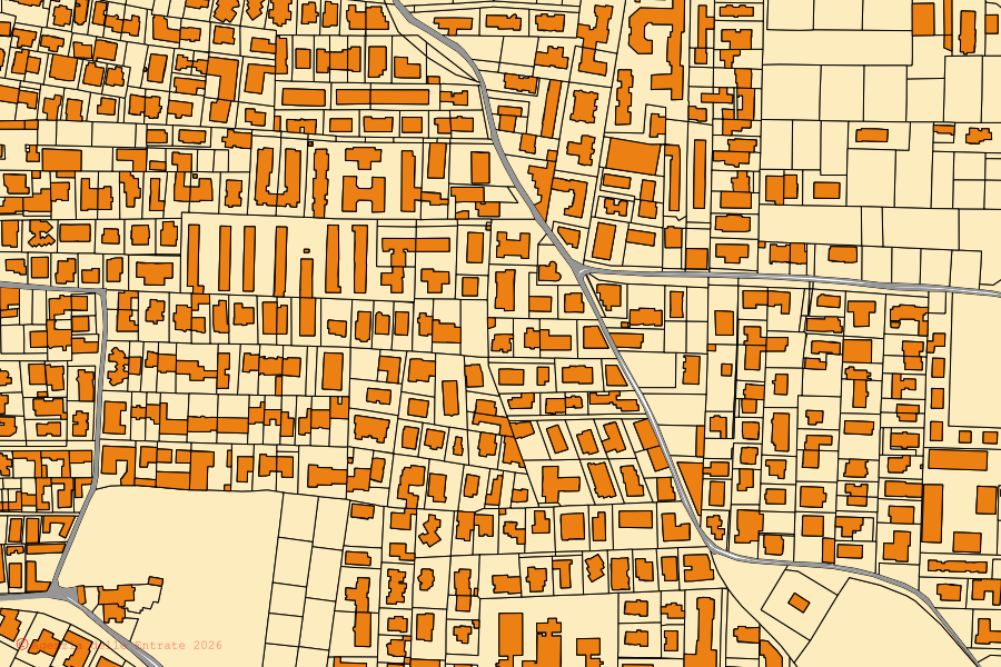 Mappa catastale del centro di Giugliano in Campania: particelle e fabbricati, cartografia Agenzia delle Entrate