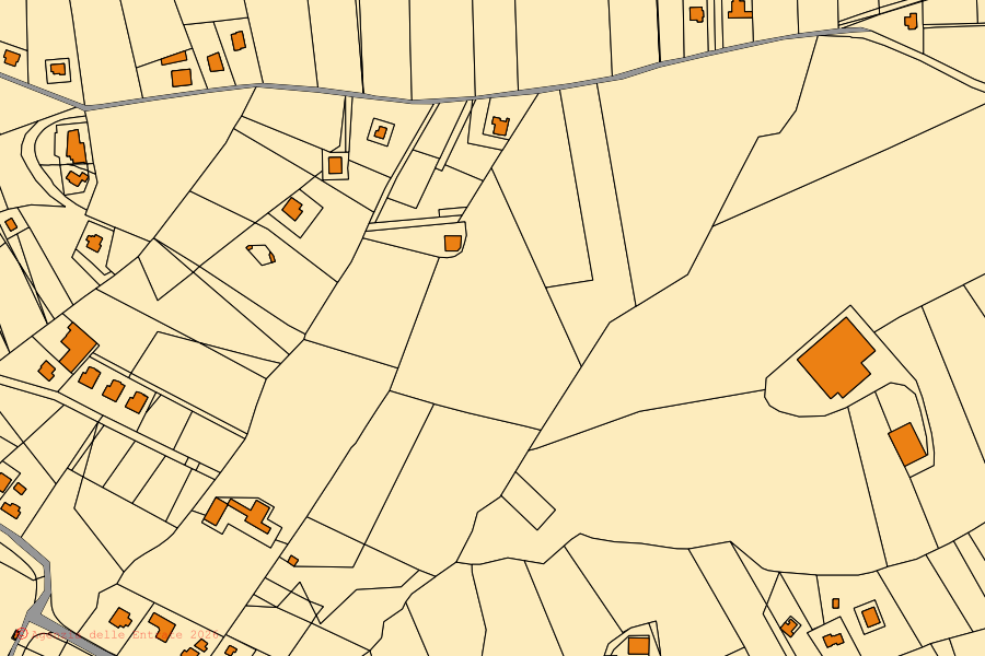 Mappa catastale del centro di Giungano: particelle e fabbricati, cartografia Agenzia delle Entrate