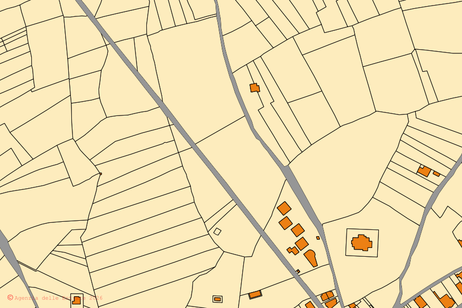 Mappa catastale del centro di Giurdignano: particelle e fabbricati, cartografia Agenzia delle Entrate