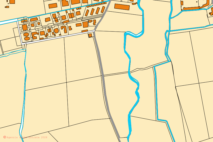 Mappa catastale del centro di Giussago: particelle e fabbricati, cartografia Agenzia delle Entrate