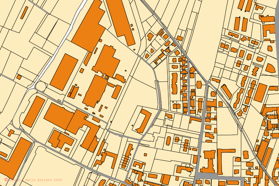 Mappa catastale del centro di Giussano: particelle e fabbricati, cartografia Agenzia delle Entrate