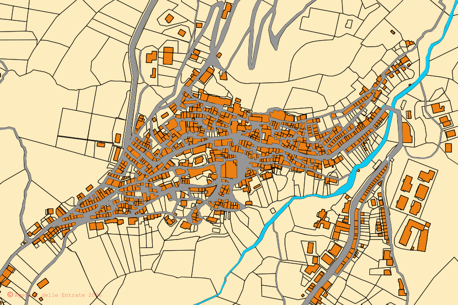 Mappa catastale del centro di Gizzeria: particelle e fabbricati, cartografia Agenzia delle Entrate