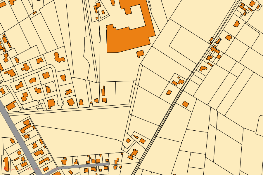 Mappa catastale del centro di Godega di Sant'Urbano: particelle e fabbricati, cartografia Agenzia delle Entrate
