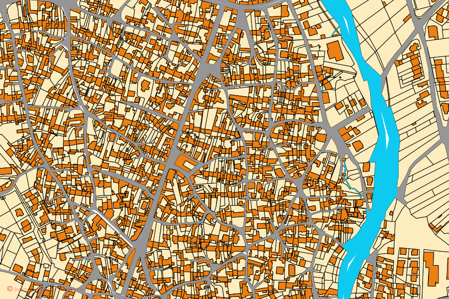 Mappa catastale del centro di Gonnosfanadiga: particelle e fabbricati, cartografia Agenzia delle Entrate