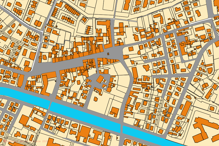 Mappa catastale del centro di Gonzaga: particelle e fabbricati, cartografia Agenzia delle Entrate