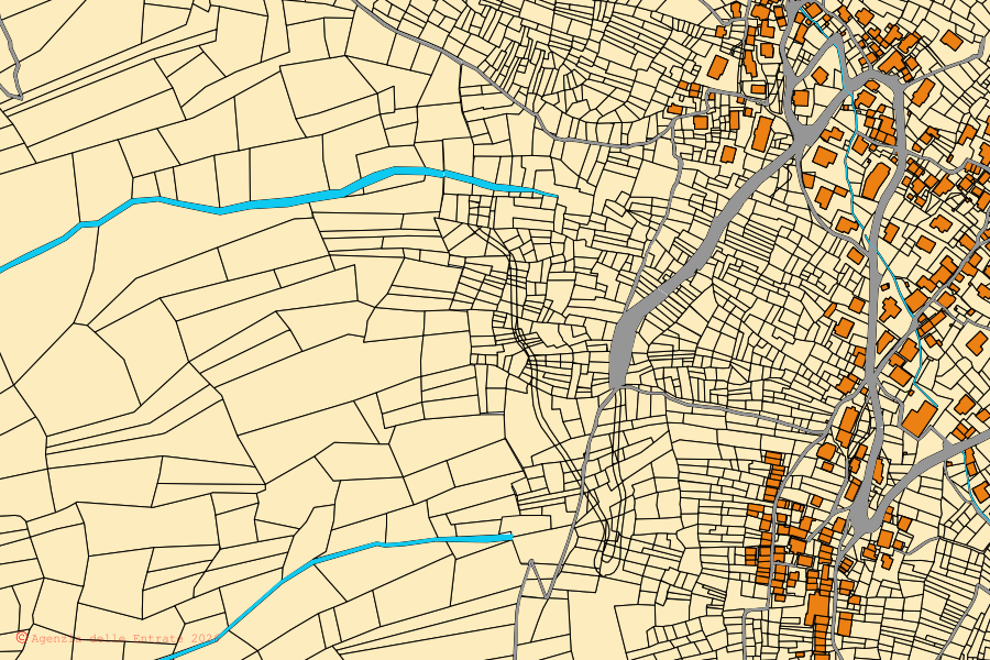Mappa catastale del centro di Gordona: particelle e fabbricati, cartografia Agenzia delle Entrate