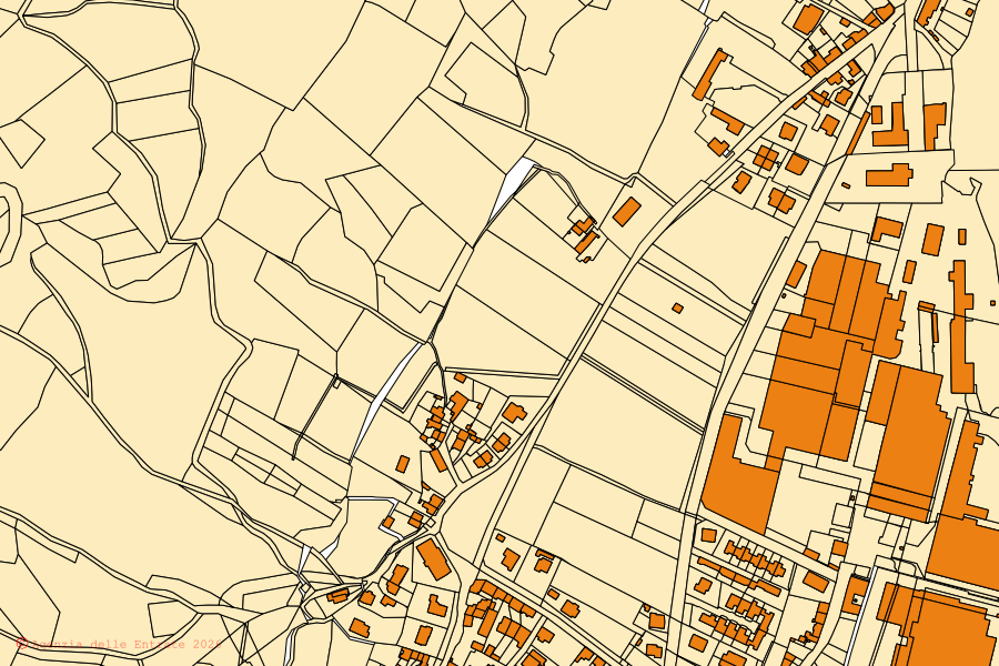 Mappa catastale del centro di Gorizia: particelle e fabbricati, cartografia Agenzia delle Entrate