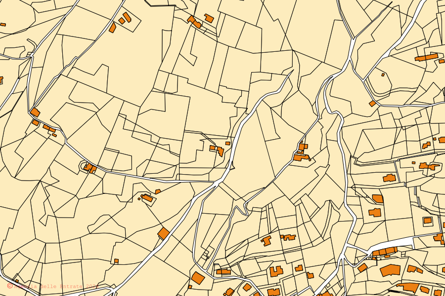 Mappa catastale del centro di Gorno: particelle e fabbricati, cartografia Agenzia delle Entrate